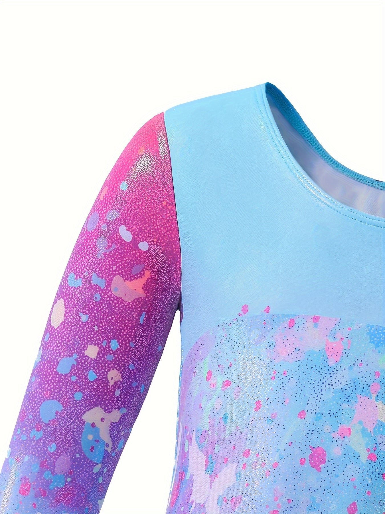 Girls Gradient Graffiti Print Long Sleeve Gymnastics Suit