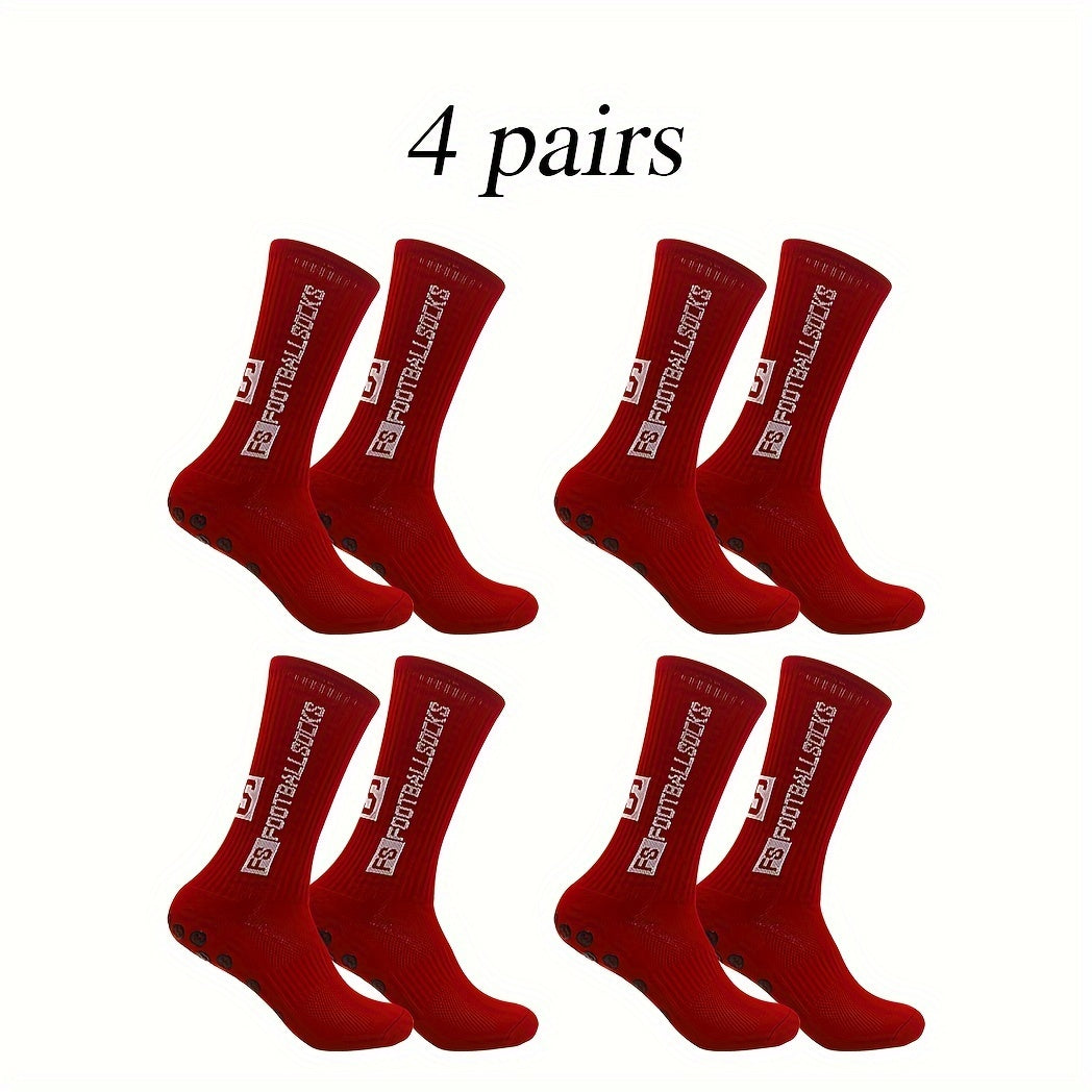 4 Pairs Non Slip Soccer Socks Outdoor Sports Crew Socks Football Socks