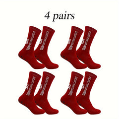 4 Pairs Non Slip Soccer Socks Outdoor Sports Crew Socks Football Socks