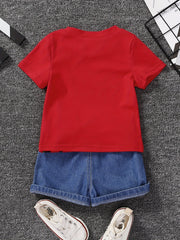 Boys Dinosaur T-Shirt & Denim Shorts Set