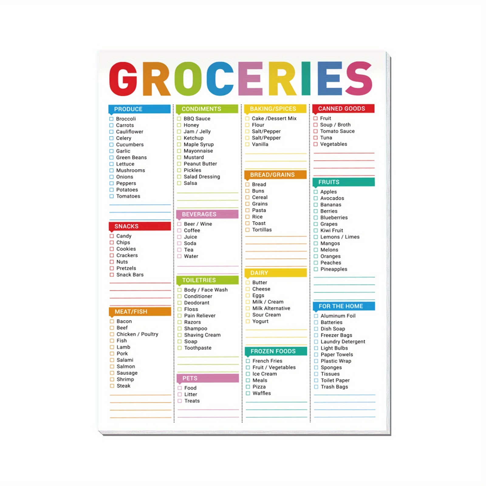 Magnetic Grocery List Pad 52 Sheets 104 P