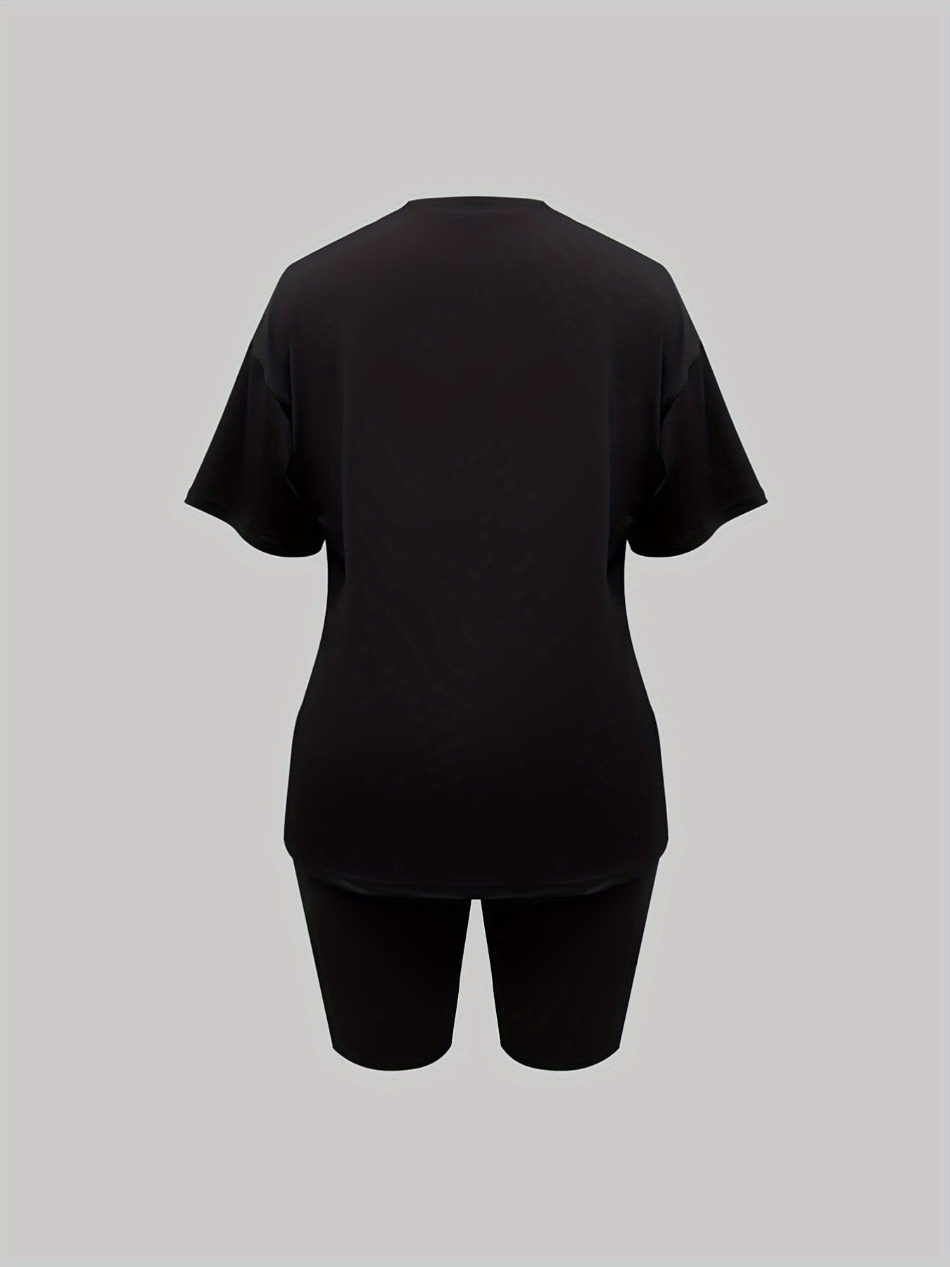 Miami Letter Print Set Crew Neck Tee & Slim Shorts