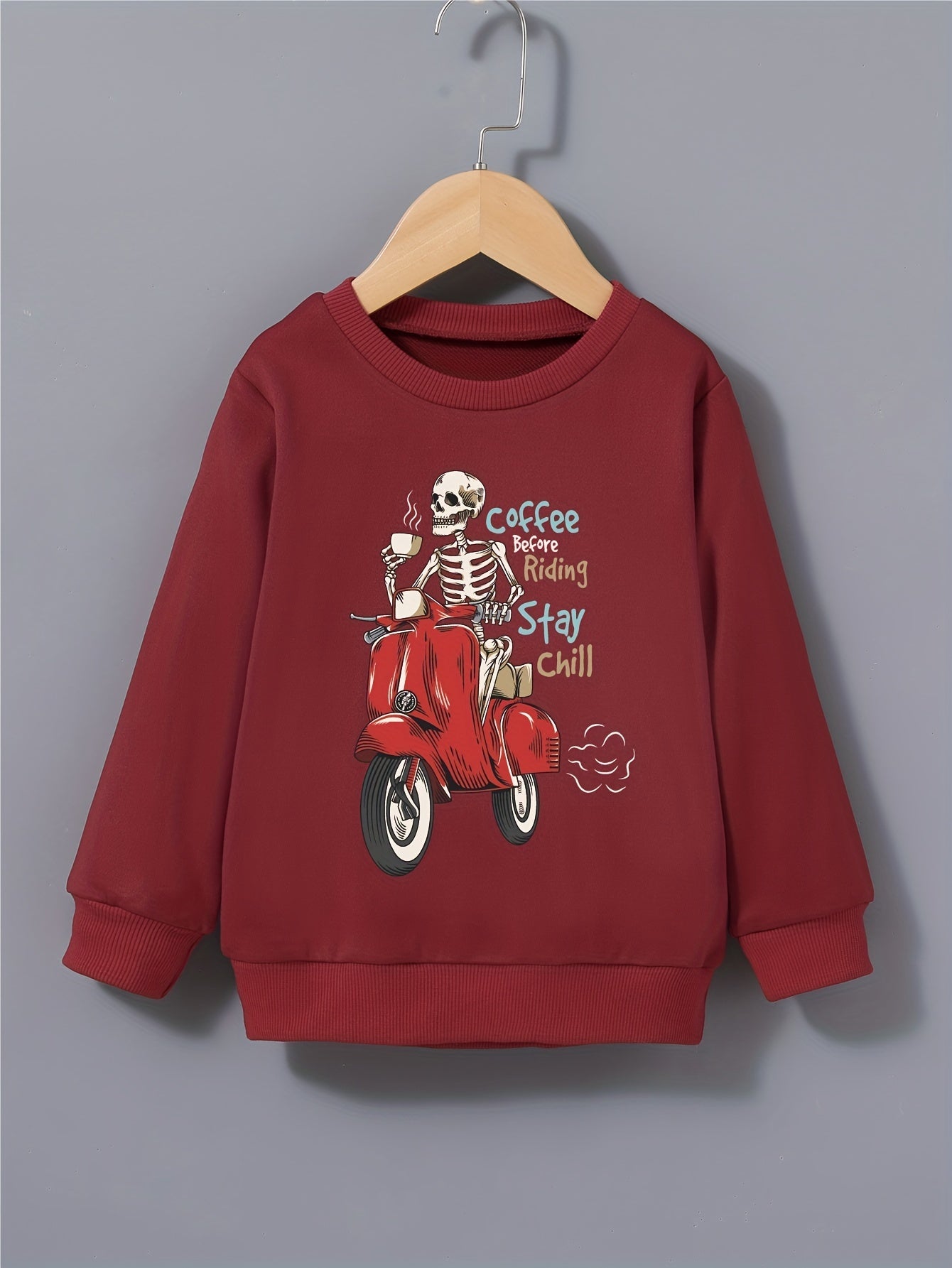 COFFEE BEFORE RIDING Halloween Style Kid's Sweatshirt