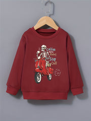 COFFEE BEFORE RIDING Halloween Style Kid's Sweatshirt