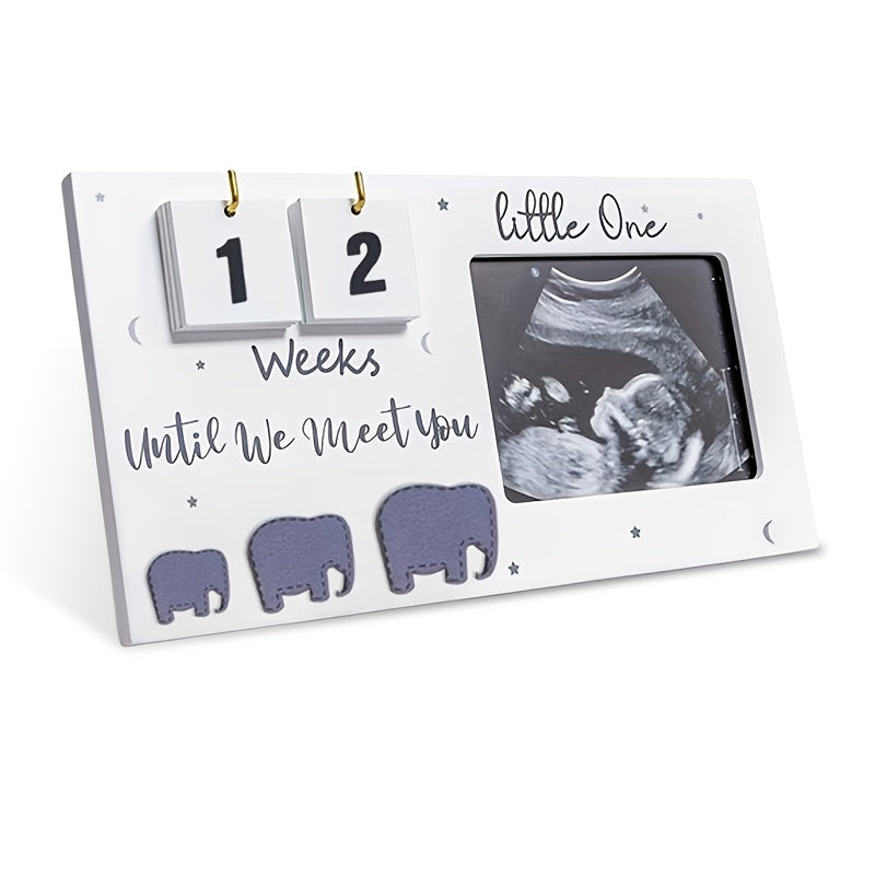 Wooden Ultrasound Photo Frame with Countdown and Reveal Info