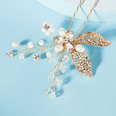 Rhinestone Leaf Bridal Hairpin Hair Accessories U-shaped Hairpin