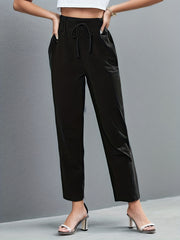 Drawstring Waist Solid Pants Casual Women's Clothing