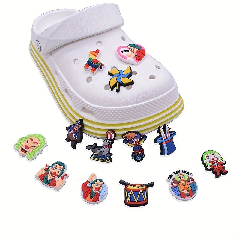 30pcs Clown Shoe Charms For Clogs Bubble Sandals PVC Accessories