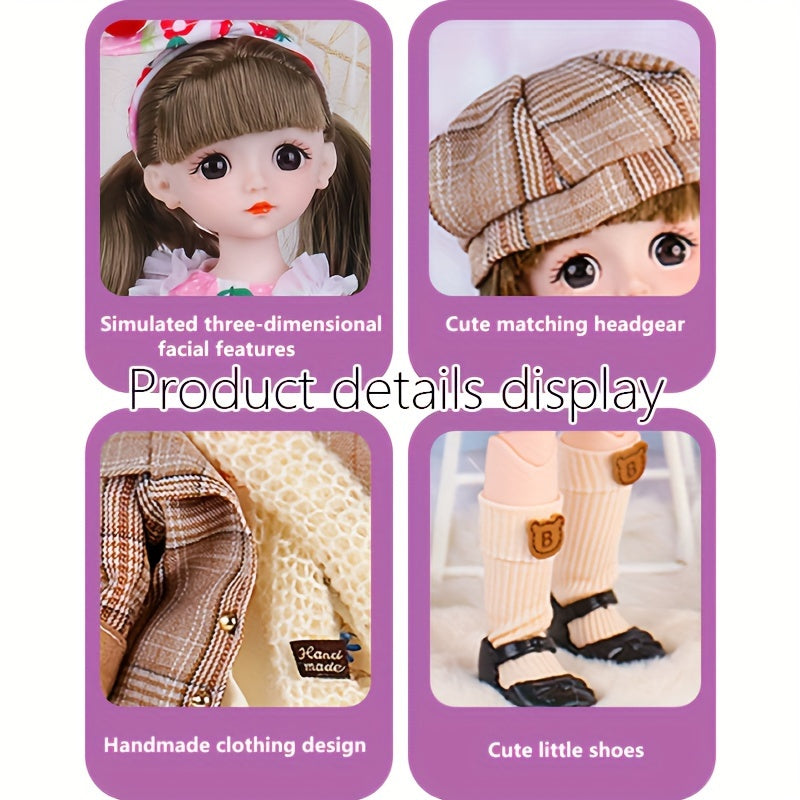 Big Eyed Doll with Interchangeable Clothes for Bedroom Window, Birthday Gift