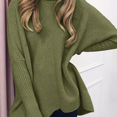 Solid Turtle Neck Pullover Sweater For Women