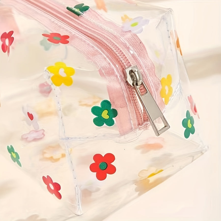 Floral Print Makeup Bag Zipper Waterproof Travel Toiletry Accessories Organizer