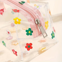 Floral Print Makeup Bag Zipper Waterproof Travel Toiletry Accessories Organizer