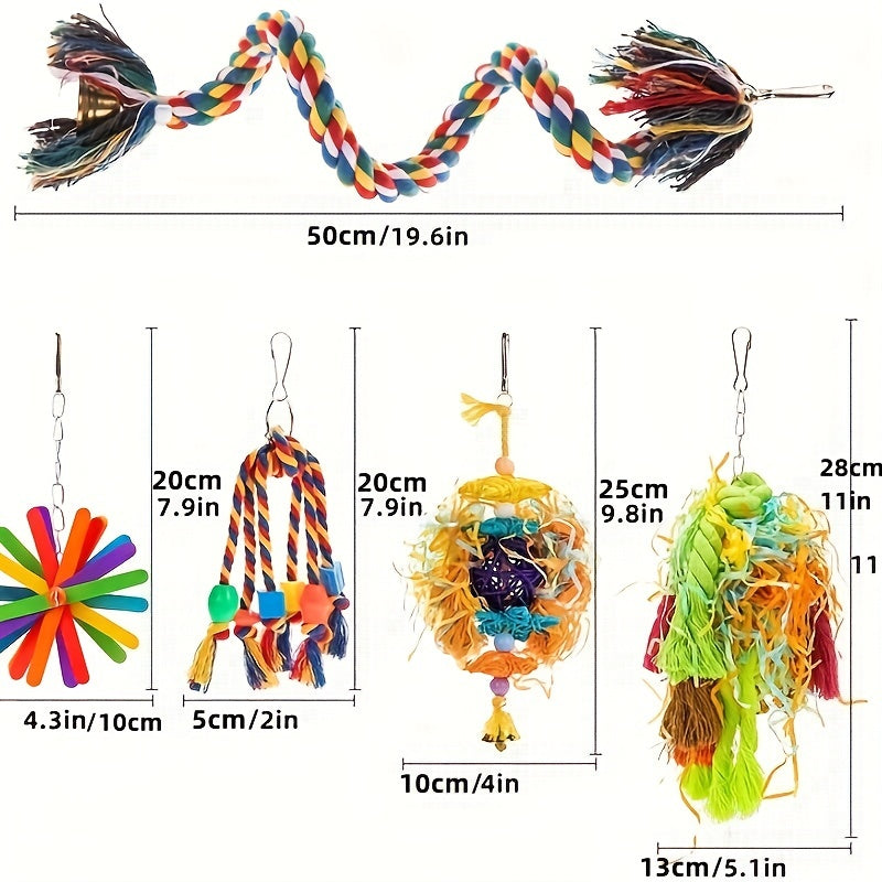 5pcs Parrot Chew Toys Fun Hanging Knot Toys for Bird Entertainment
