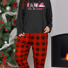 Christmas Lounge Set Women's Tee & Plaid Pants Pajamas 2 Piece Set