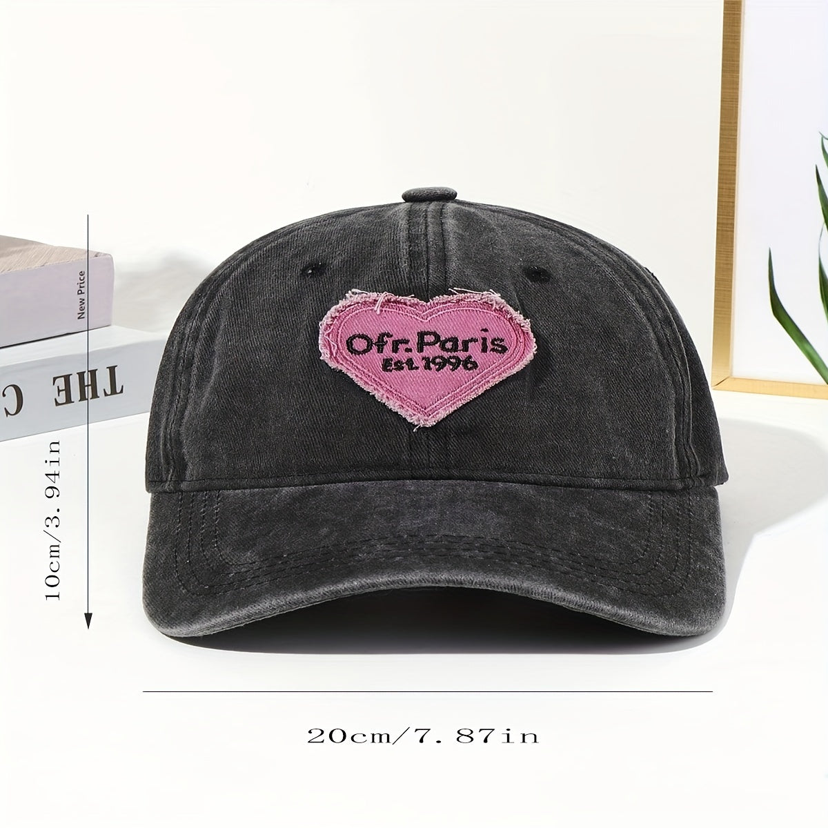Ripped Heart Embroidery Baseball Cap Vintage Washed Distressed Cotton Dad Hats