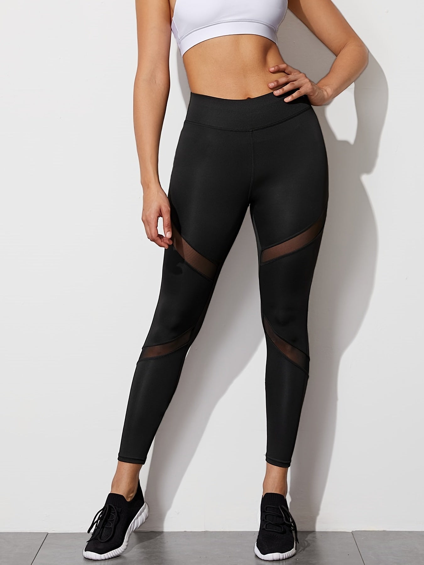 Women's Butt Lifting Yoga Pants with Mesh Stitching