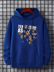 Cactus & Letter Hoodie Men's Pullover Sweatshirt Streetwear