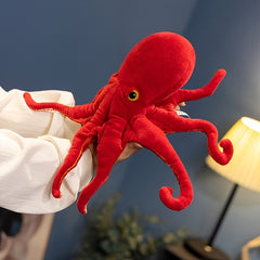 15in Red Octopus Soft Stuffed Toy Lifelike Marine Animal Doll Yellow Eyes