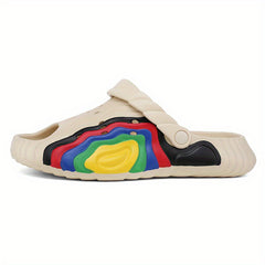 Men's Rainbow Stitching Print Summer Home Slippers