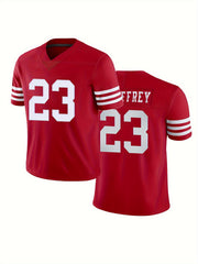 Boys Red V neck Rugby Jersey Short Sleeves American Football Shirt