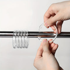 12pcs Transparent Plastic Shower Curtain Hooks O ring Bathroom Accessories