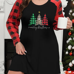 Christmas Tree Plaid Raglan Nightdress