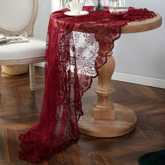 American Style Round Lace Tablecloth Red Hollowed Out Christmas Table Cloth