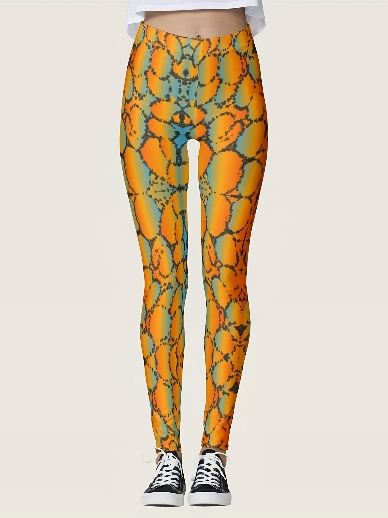 Ombre Print Leggings High Waist Random Print Skinny Casual Leggings