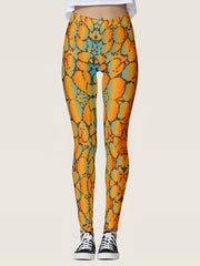 Ombre Print Leggings High Waist Random Print Skinny Casual Leggings