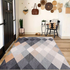 Geometric Absorbent Non Slip Rug Soft Faux Sheepskin Floor Mat