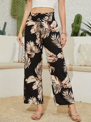 Tropical Print High Waist Wide Leg Pants