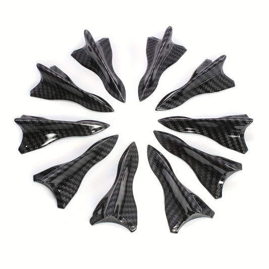 10pcs Carbon Fiber Car Spoiler Shark Fin Universal Roof Tail Wing Sticker