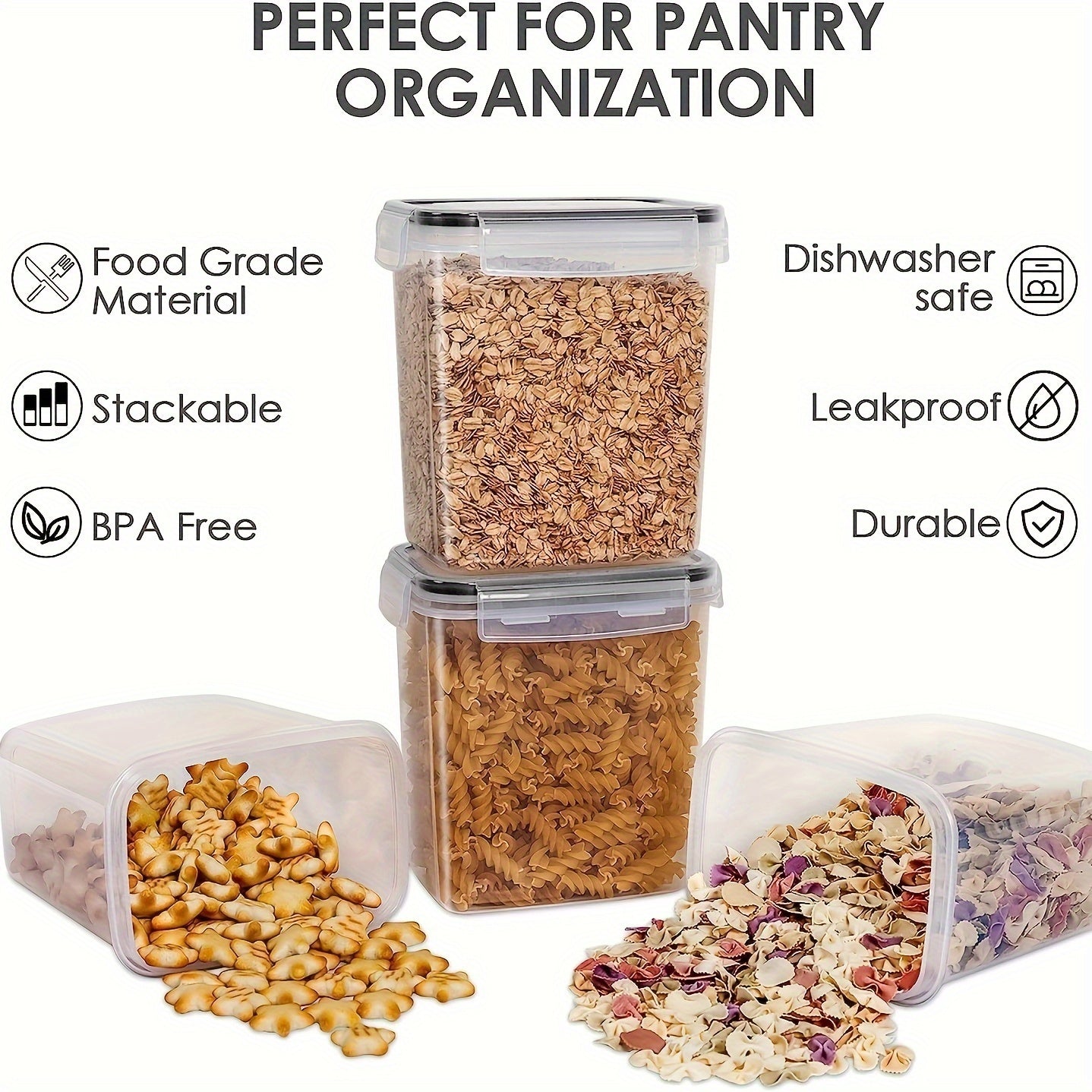 6pcs Airtight Food Storage Containers Set With Lids for Kitchen and Pantry