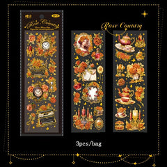 3pcs Retro Flowers Diy Scrapbook Stickers Waterproof Cup Stickers