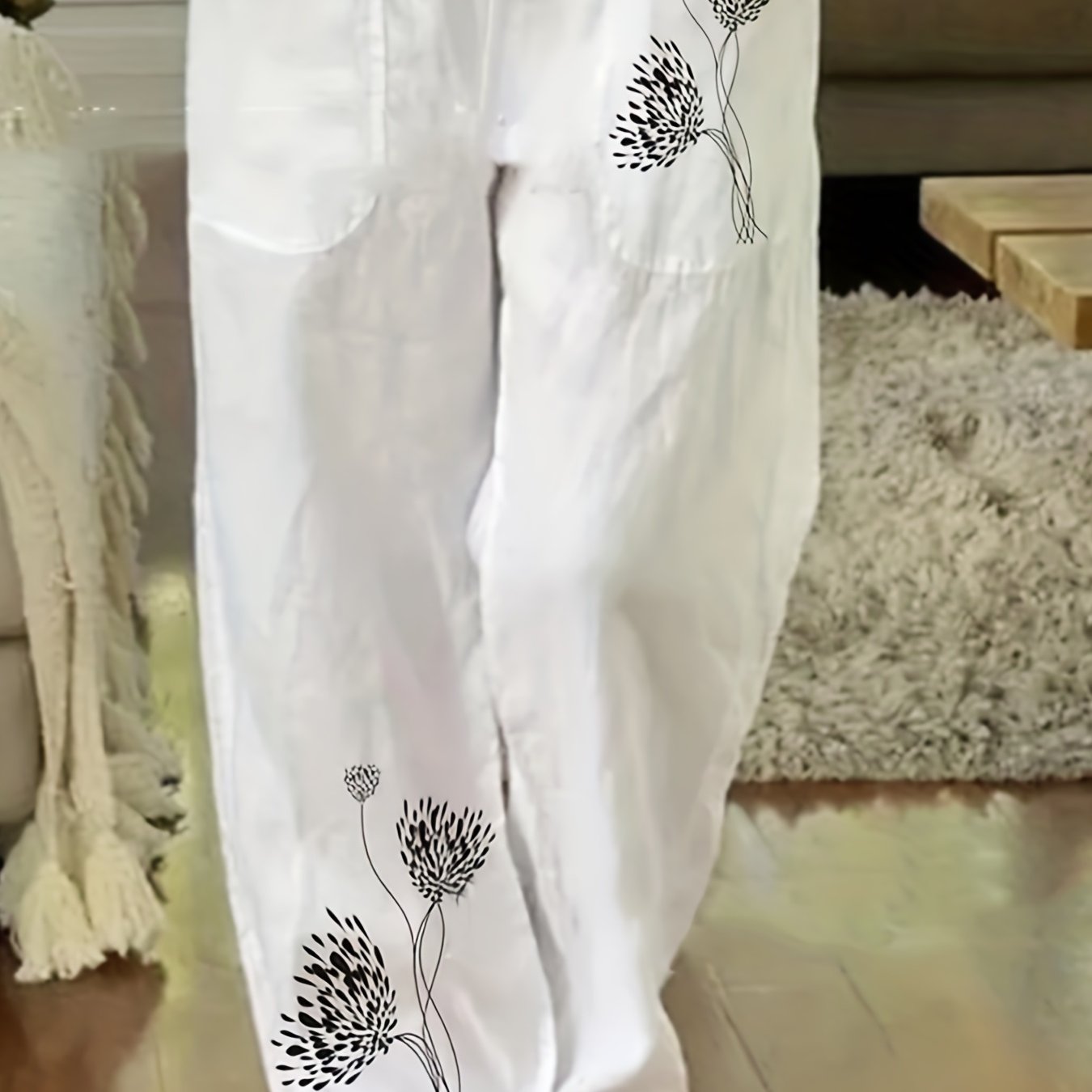 Floral Print Wide Leg Pants with Pockets Women's Clothing