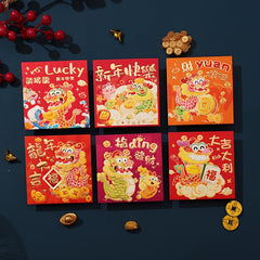 6pcs Chinese New Year Red Envelopes Dragon Year Spring Red Envelope Bag