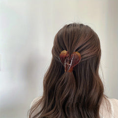 Heart Hair Claw Double Layer Back Head Clip Makeup Shark Claw Hair Accessory