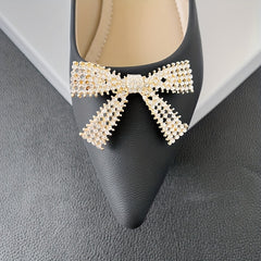 Women's Rhinestone Bowknot Slip-On Low Heel Point Toe Shoes