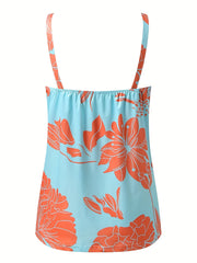 Chain Print V neck Cami Top Backless Spaghetti Strap Top