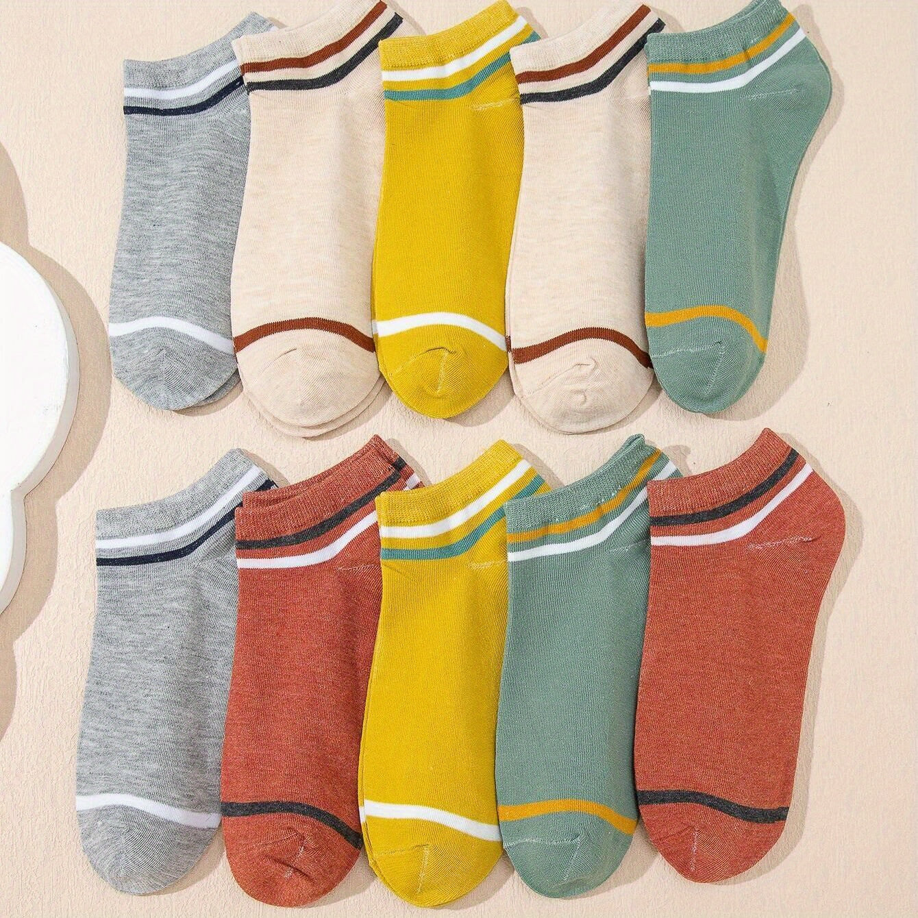 10 Pairs Girls Striped Ankle Socks for Kids
