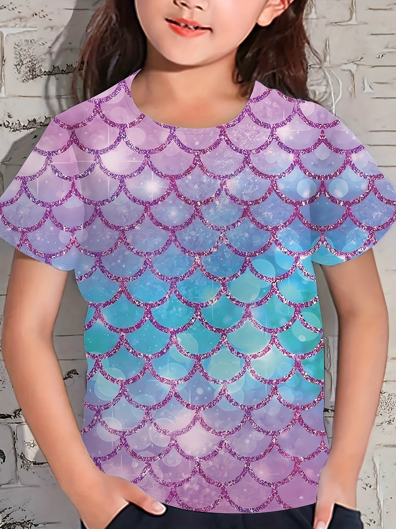 Tie Dye Unicorn Print Short Sleeve T shirt Girls Comfy Tees Pullover