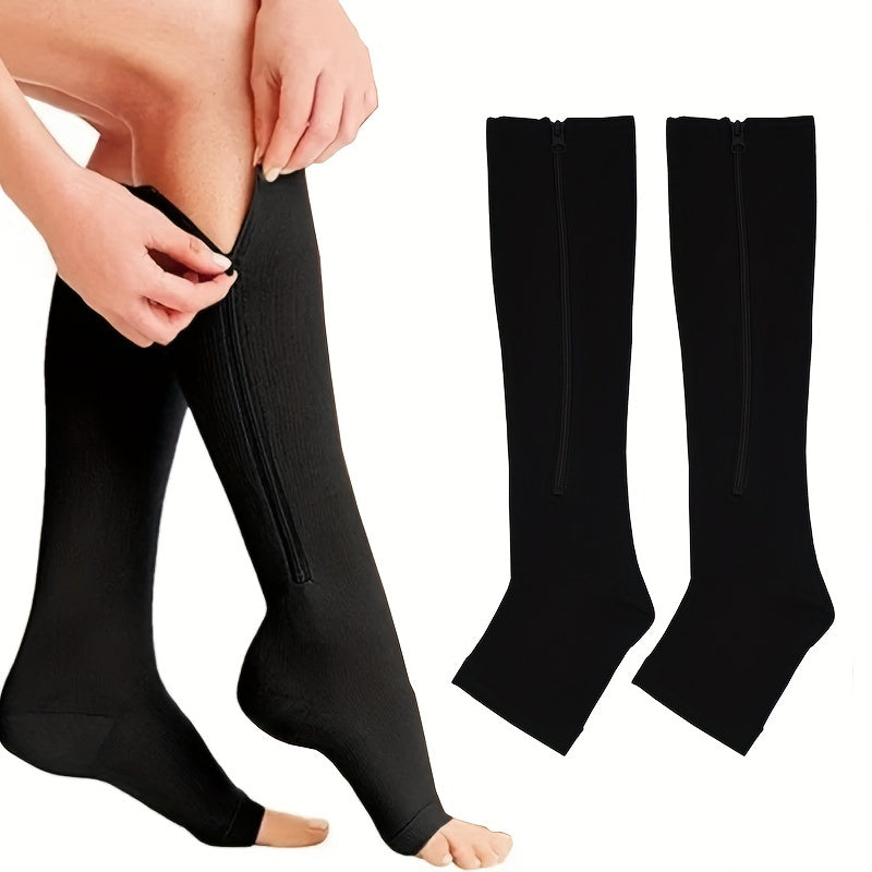 Toeless Compression Socks for Yoga & Fitness - Sports Thigh Long Stockings