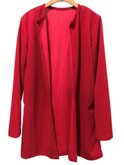 Solid Open Front Blazer Long Sleeve Casual Blazer