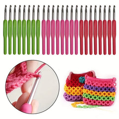 8pcs Soft Handle Aluminum Crochet Hooks Set for Arthritic Hands