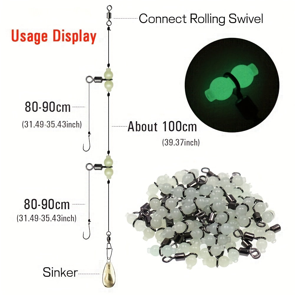 20pcs 4 2 2 0 Luminous Cross line Rolling Swivels Fishing Rigs Connector