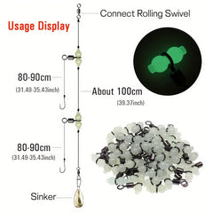 20pcs 4 2 2 0 Luminous Cross line Rolling Swivels Fishing Rigs Connector
