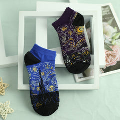 Men's Starry Night Pattern Crew Socks 2 Pairs