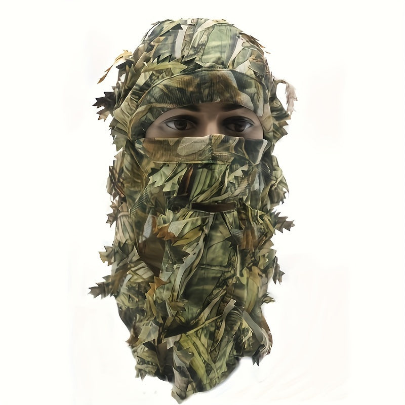 Ghillie Camo Leafy Hat 3D Face Mask for Outdoor Game