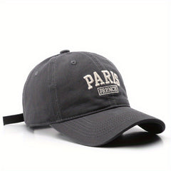 Men's Washed Letter Embroidery Peaked Cap Outdoor Travel Baseball Cap