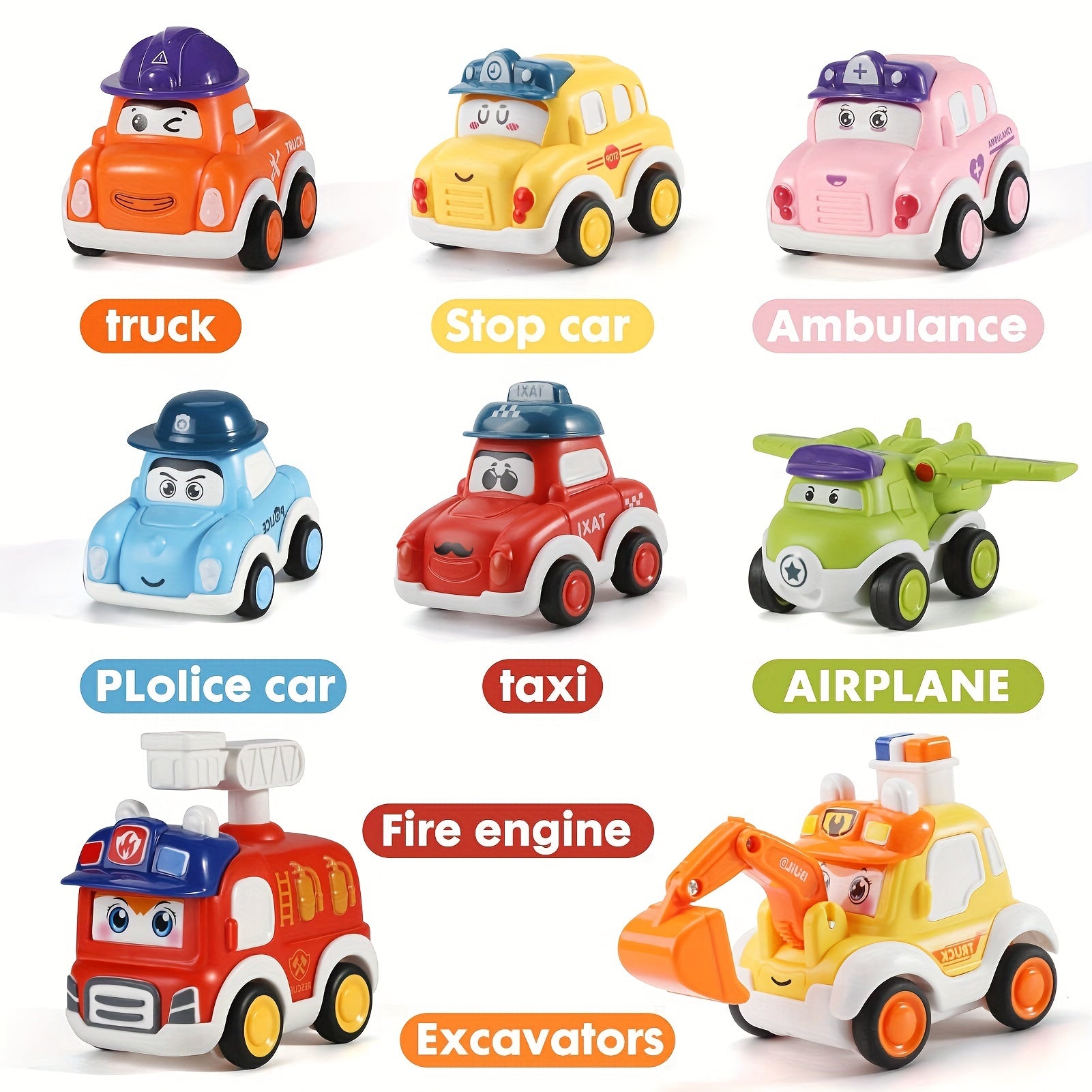 Toy Cars For 2 Year Old Boys Girls 8 PCS Push And Go Cars